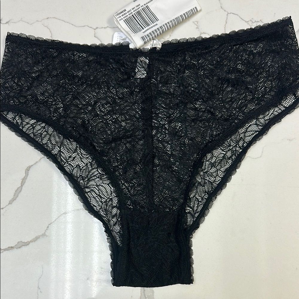Free People Livia High-Rise Cheeky Undies Elegant Black Lace Panties Sz M - Picture 2 of 5
